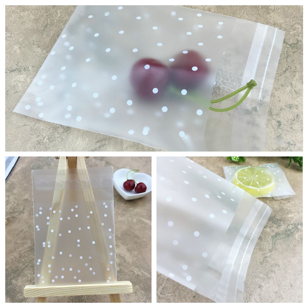 100 Pcs White Dots Candy Sweet Packaging bag Transparent