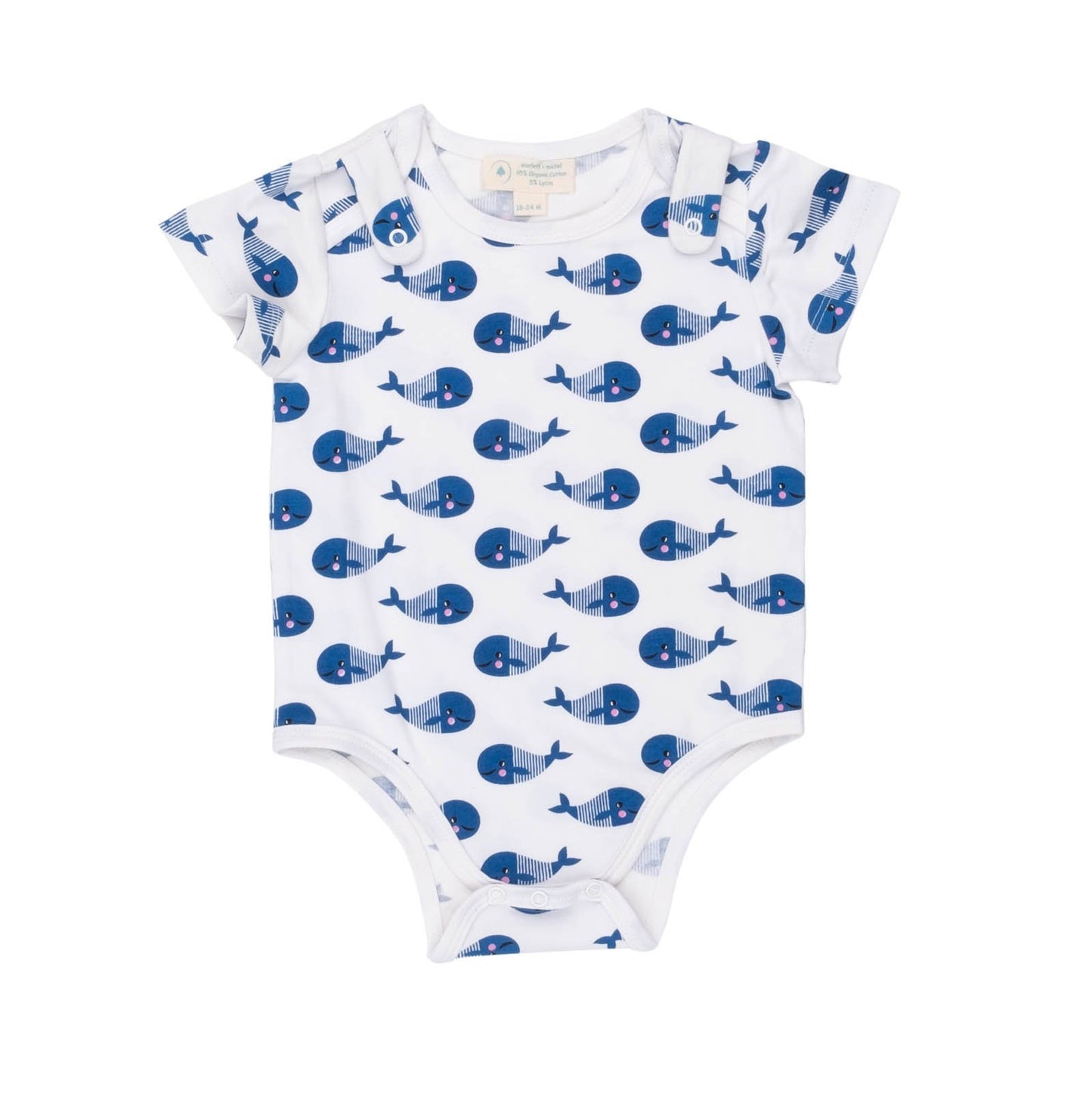 Baby Boys Smart Short Sleeve Bodysuit & Bib - Blue Whale Gift Set