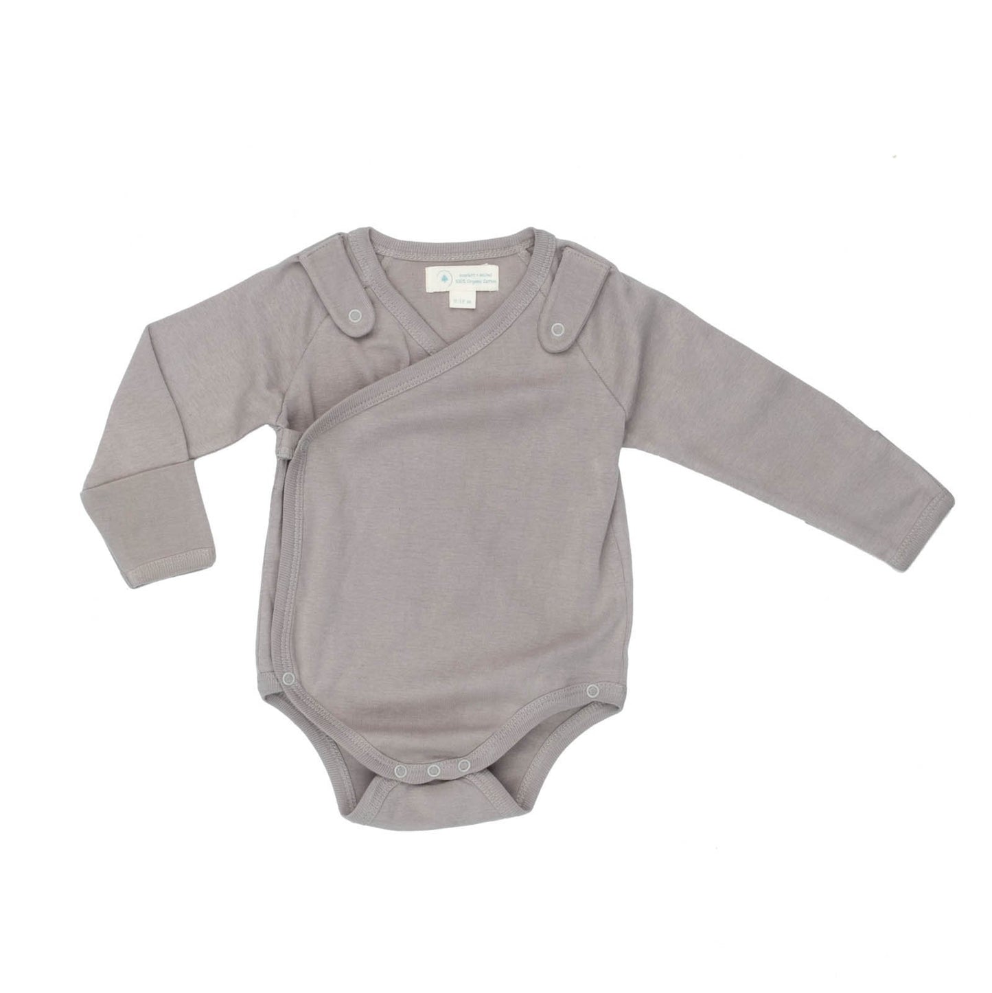 Grey Baby Smart Cute Long Sleeve Kimono Bodysuit & Bib Gift Set