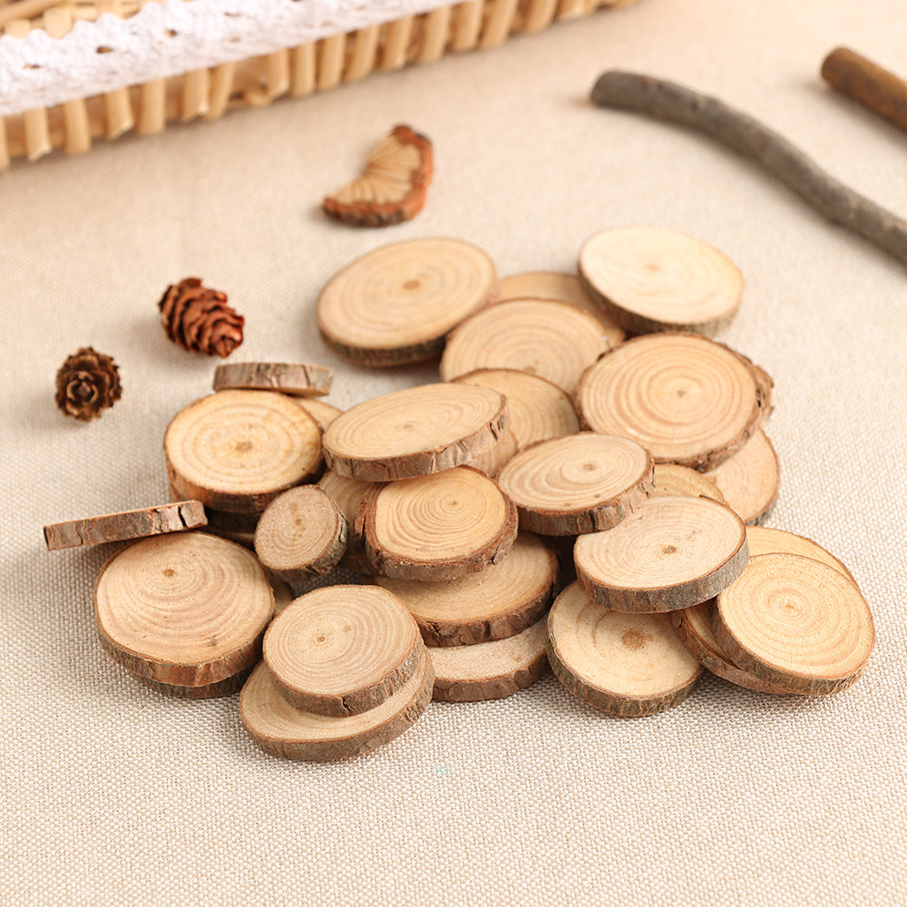 50Pcs Set of 2 4CM Wood Log Slices Discs for DIY