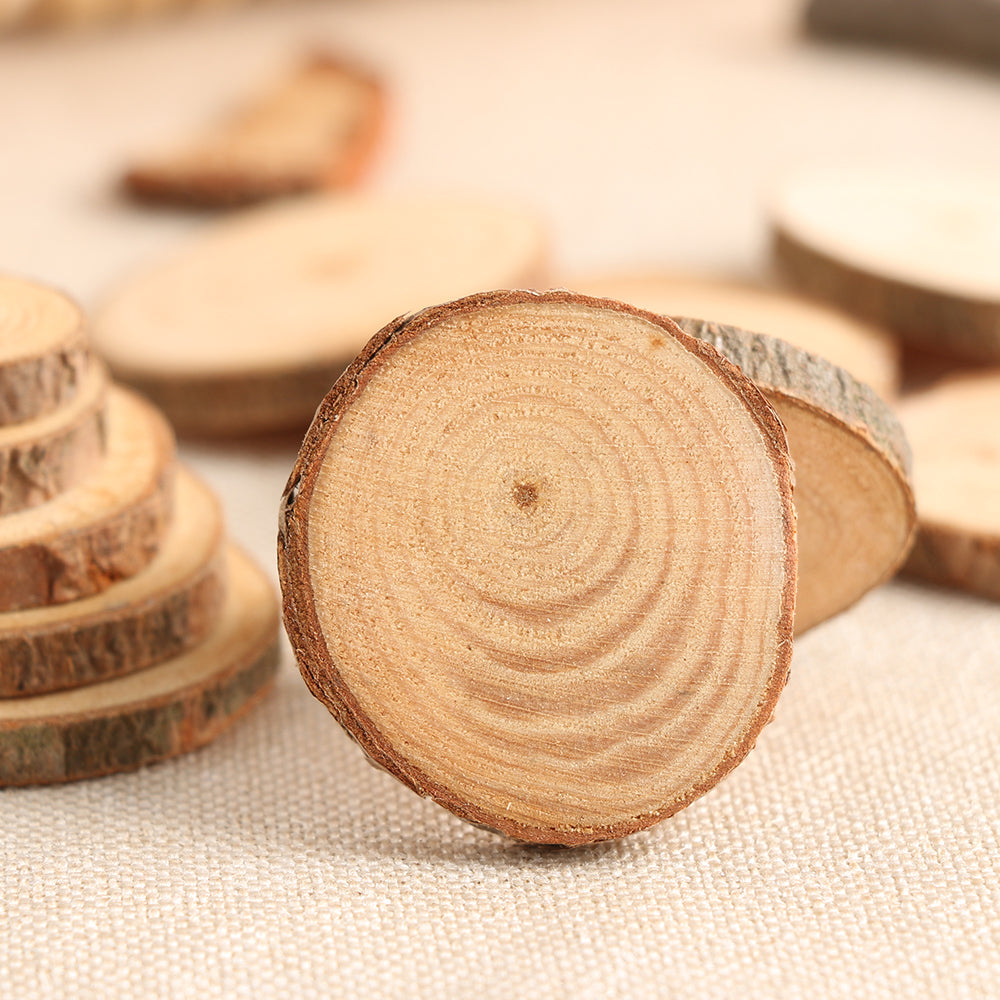 50Pcs Set of 2 4CM Wood Log Slices Discs for DIY
