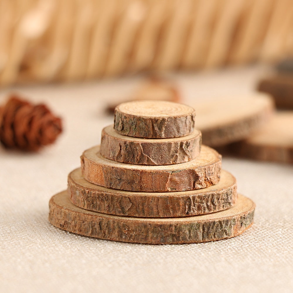 50Pcs Set of 2 4CM Wood Log Slices Discs for DIY