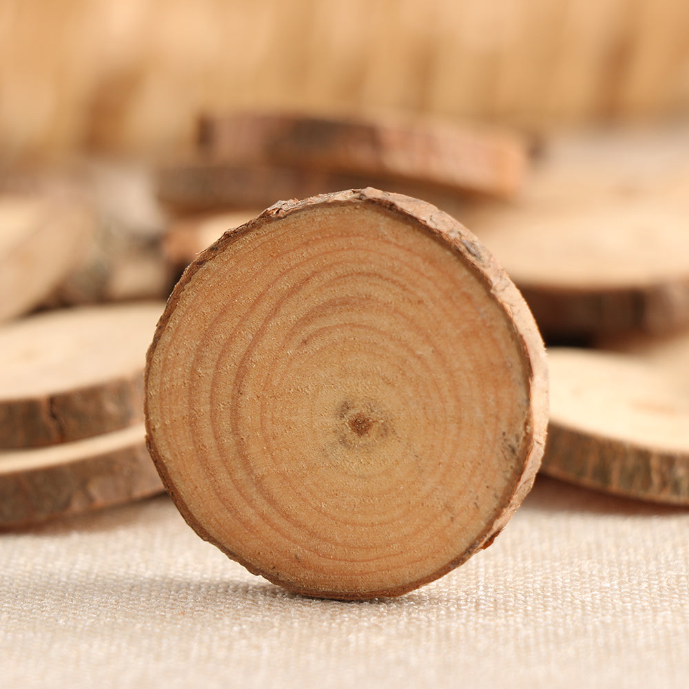 50Pcs Set of 2 4CM Wood Log Slices Discs for DIY