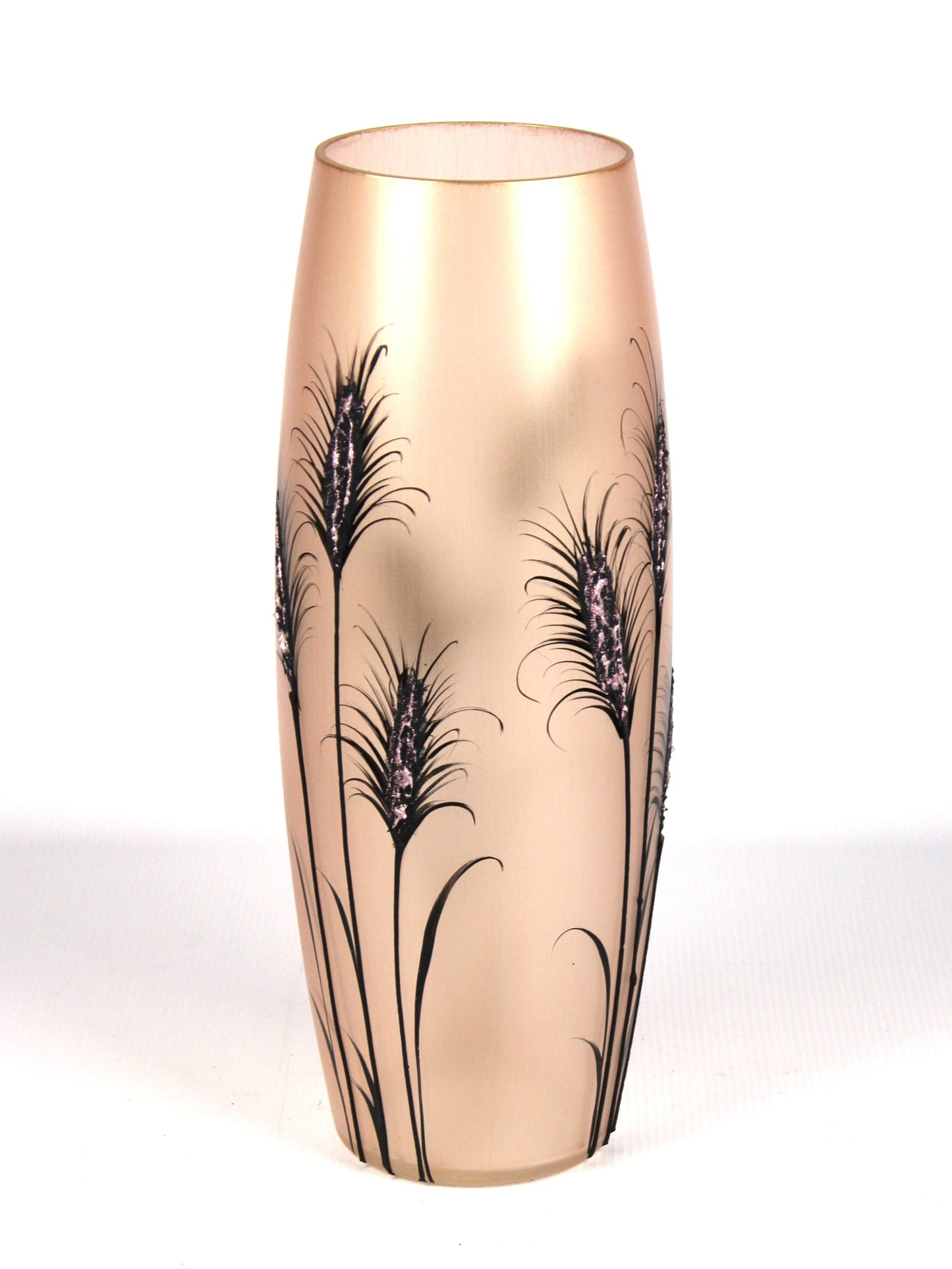 Elegant Lilac Hand-Painted Glass Vase & Centrepiece