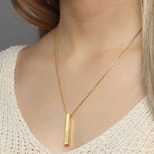 Personalised Mother Necklace, 4 Side Bar Necklace, Kids Names Necklace