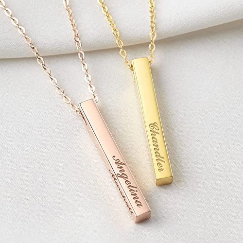 Personalised Mother Necklace, 4 Side Bar Necklace, Kids Names Necklace