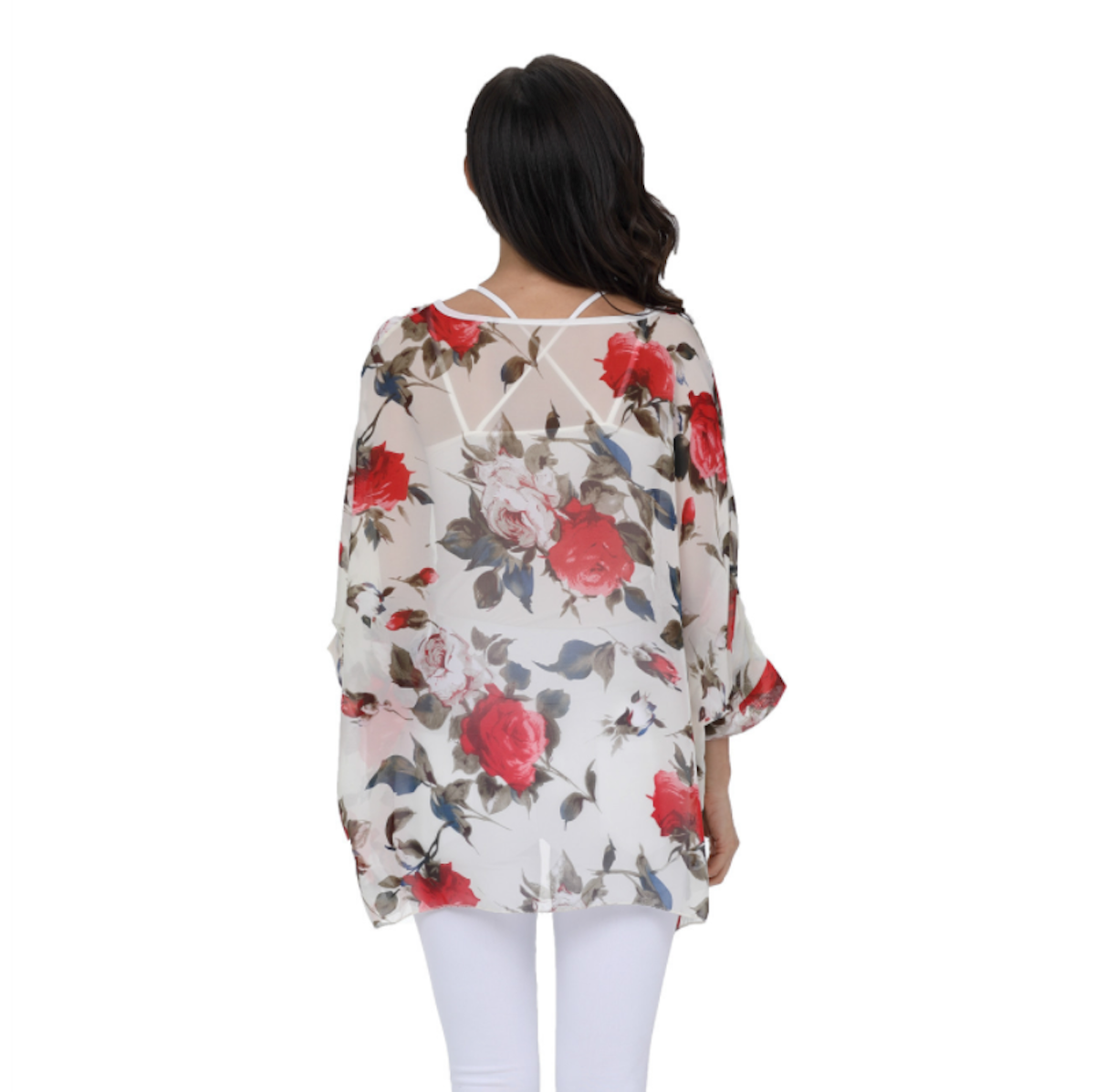Women’s Rose Floral Print Chiffon Top