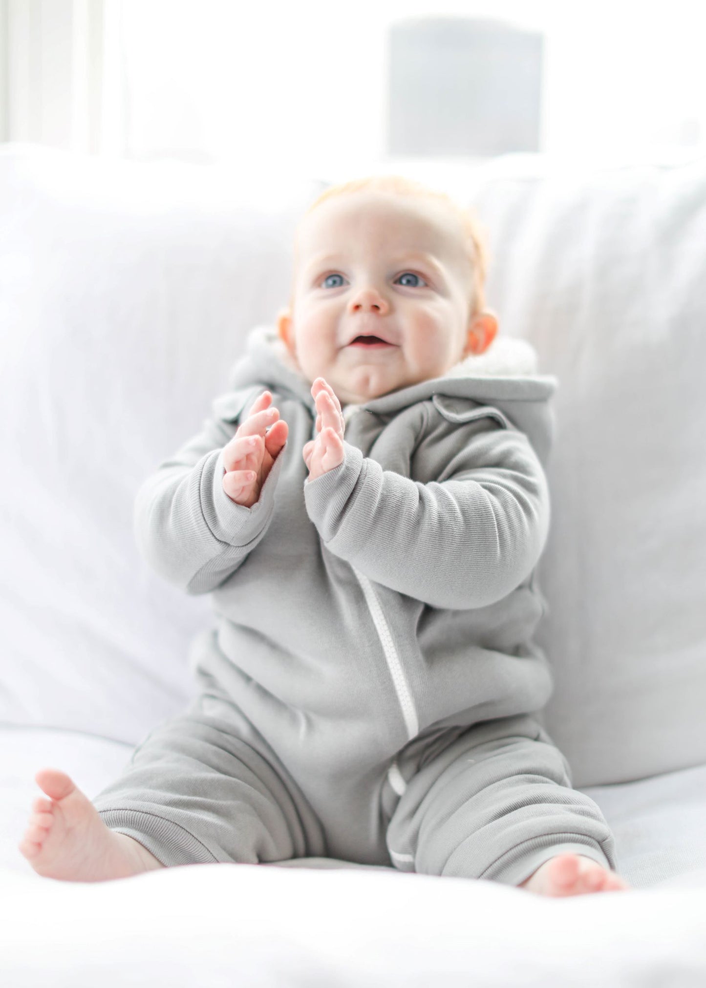 Warm Grey Smart Cute Cuddly Baby Jumpsuit + Bib Gift Set