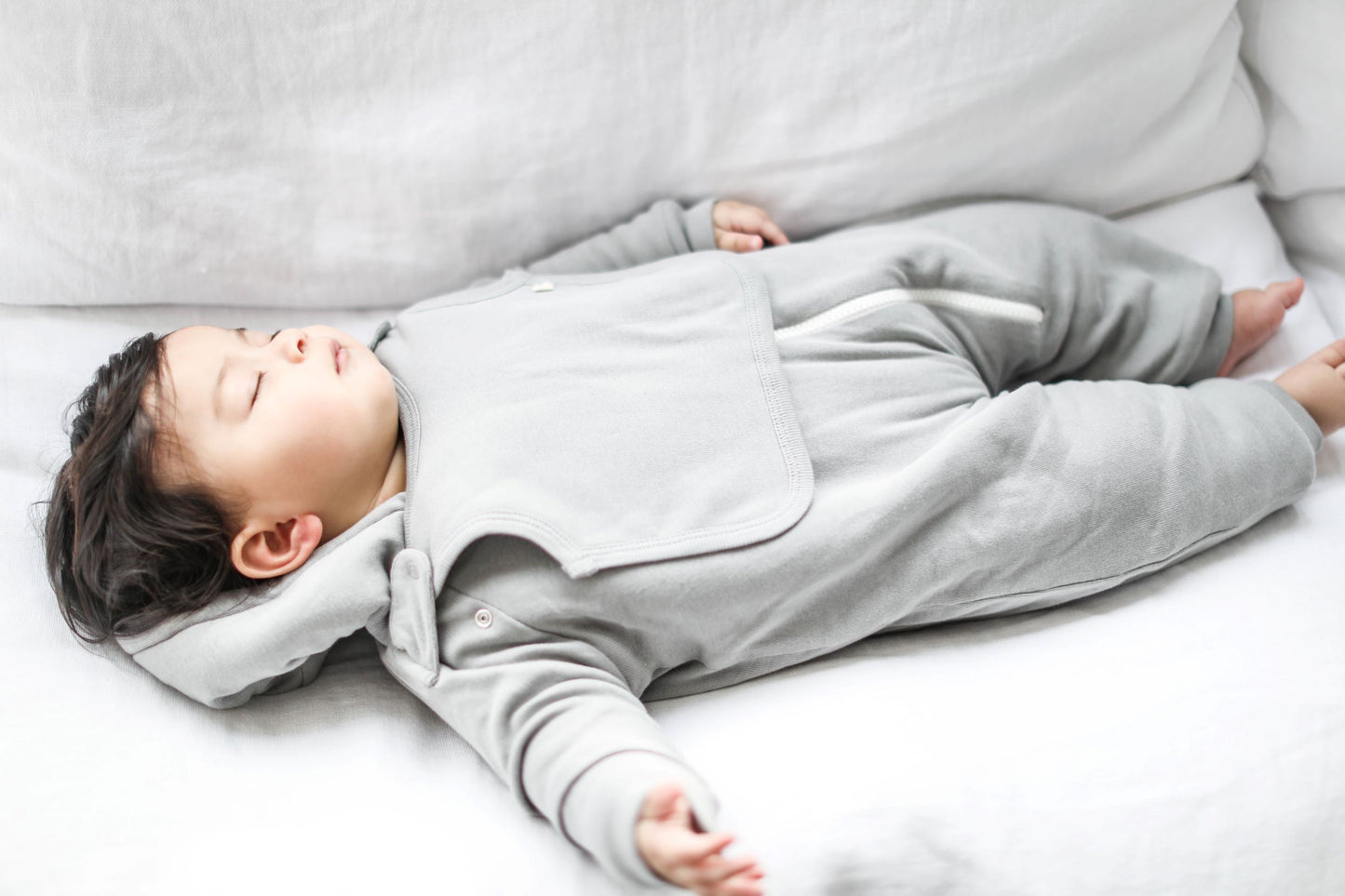 Warm Grey Smart Cute Cuddly Baby Jumpsuit + Bib Gift Set