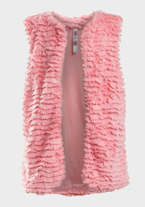 Girls Super Soft Bodywarmer Faux Fur Pink Gilet