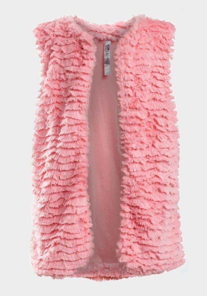 Girls Super Soft Bodywarmer Faux Fur Pink Gilet