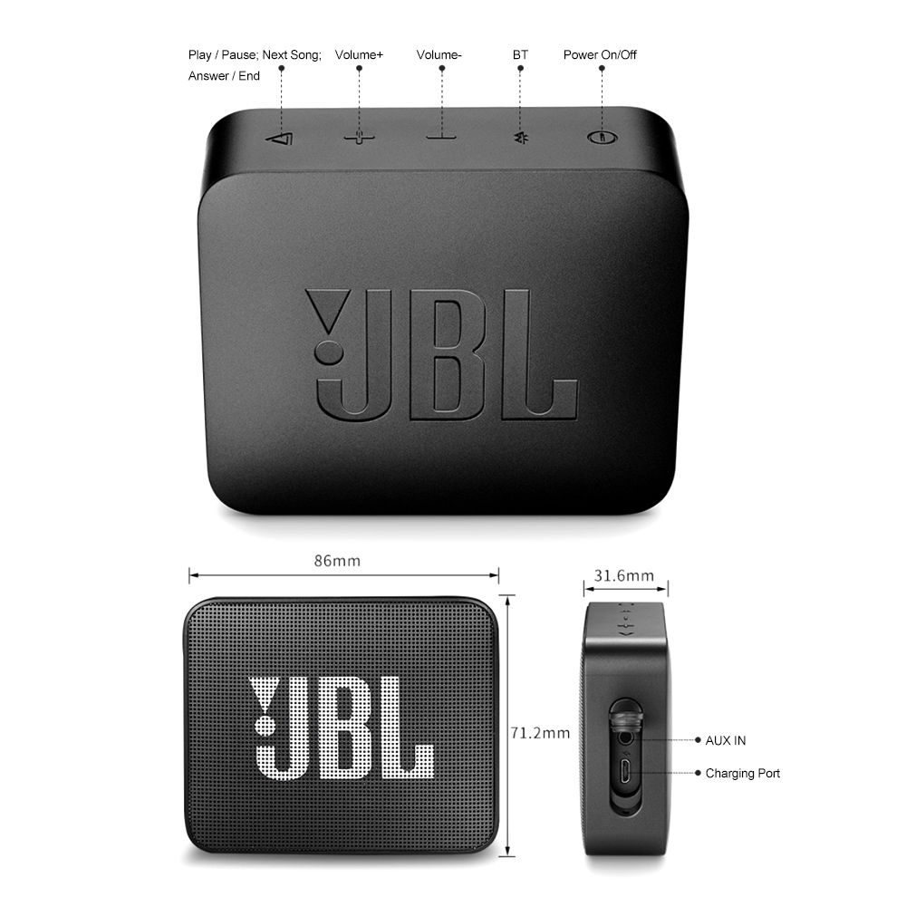 JBL GO 2 Waterproof Wireless Bluetooth Speaker for Outdoors & Indoors
