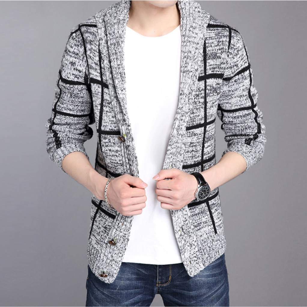 Men’s Shawl Collar Grey Cardigan