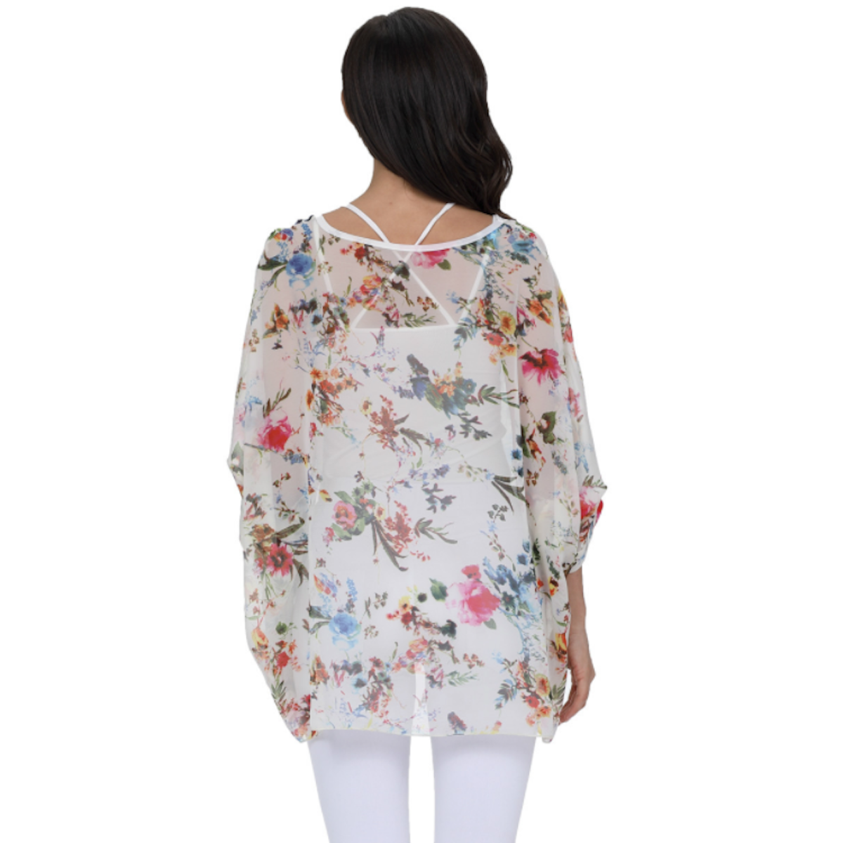 Women's Summer Floral Print Chiffon Tunic Top