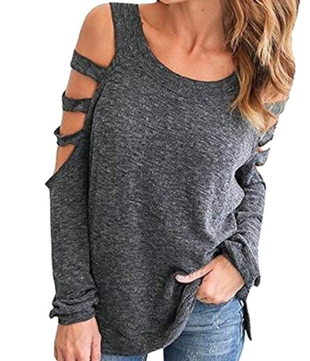 Women's Open Shoulder Long Sleeve Casual Top