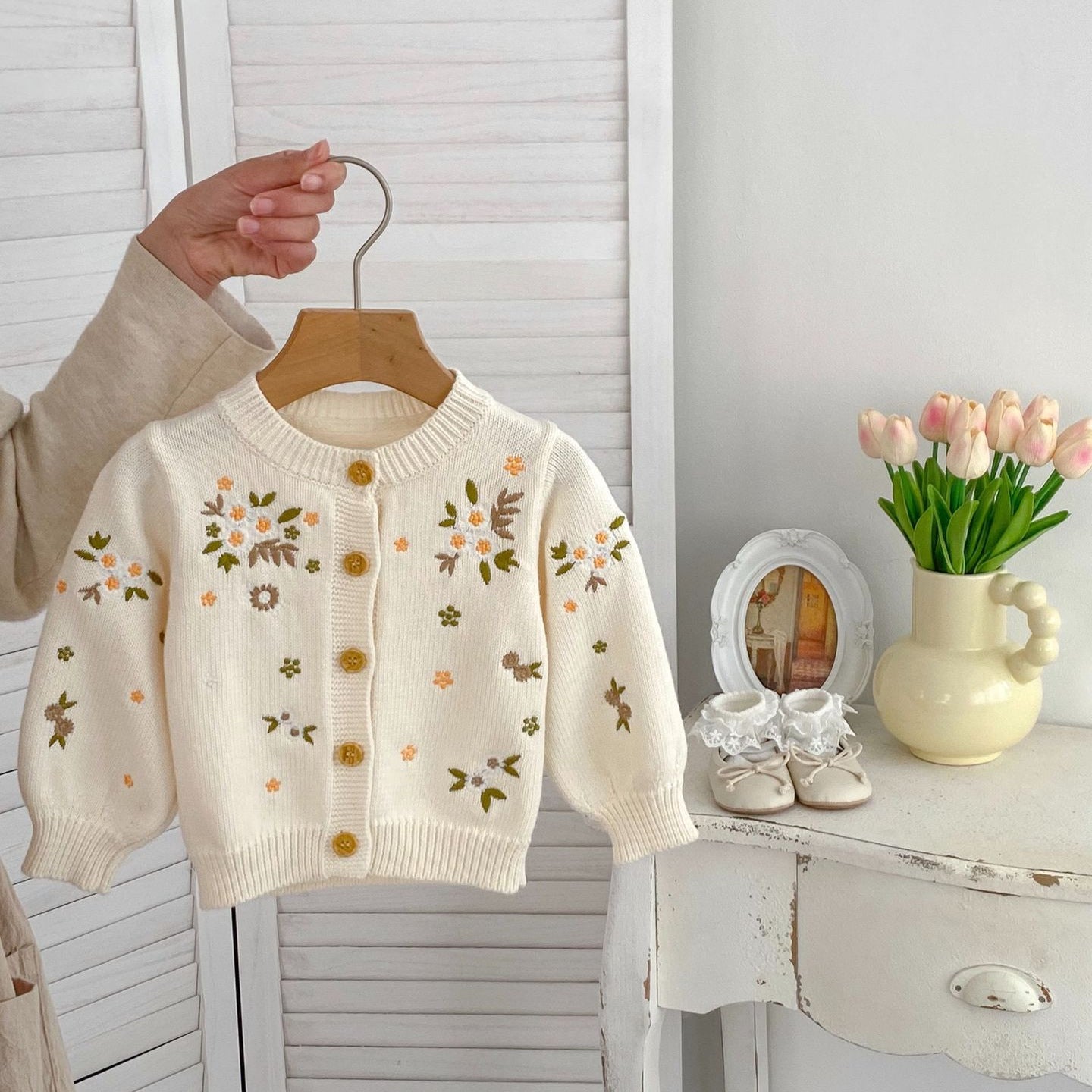 New Arrival Baby Kids Girls Comfortable Flowers Embroidery Gift Set