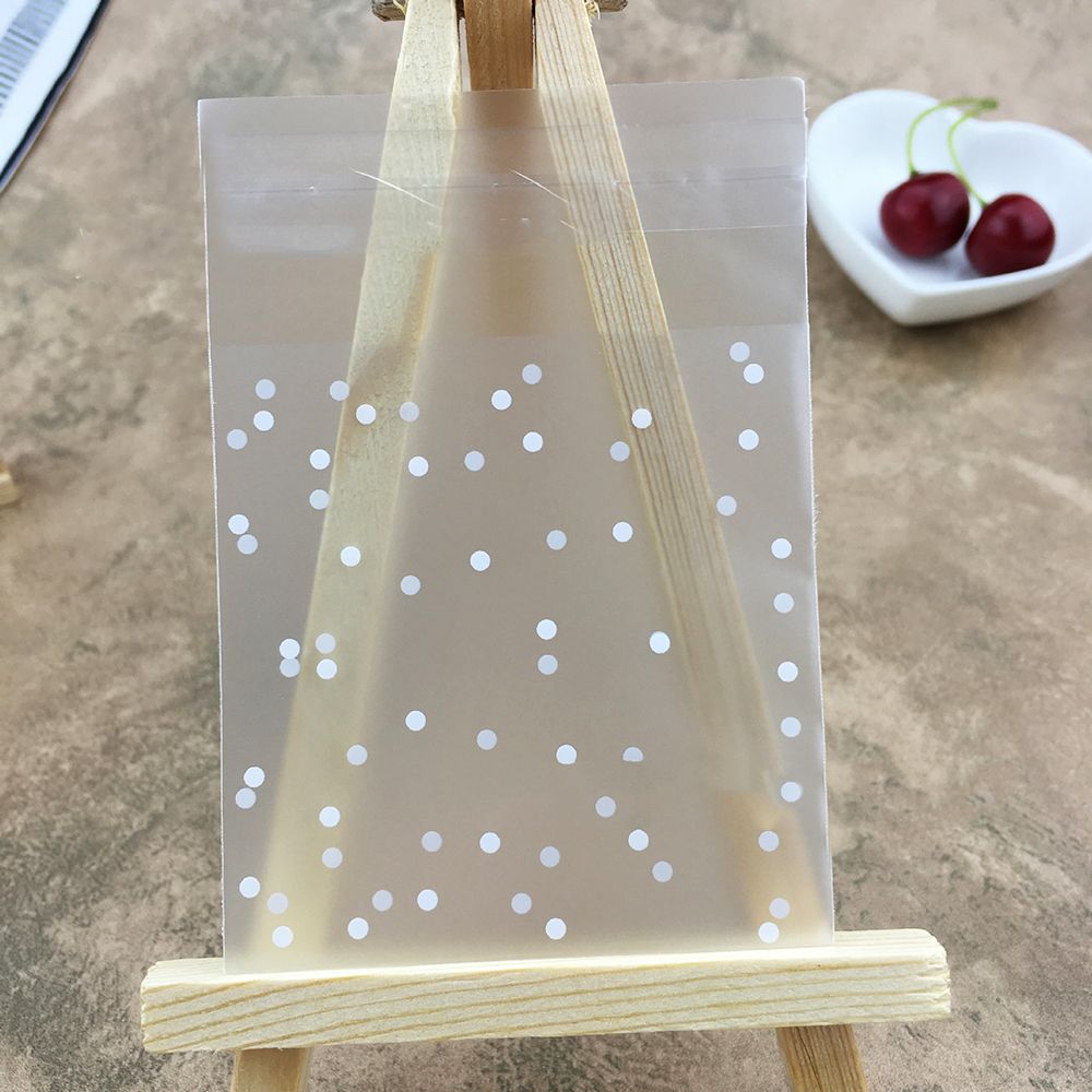 100 Pcs White Dots Candy Sweet Packaging bag Transparent