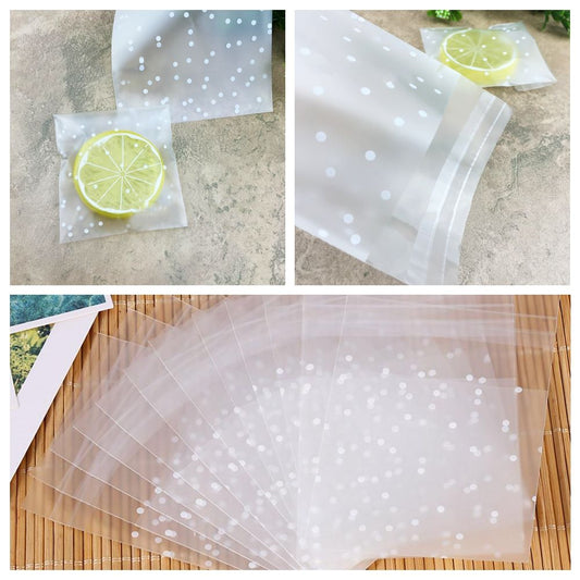 100 Pcs White Dots Candy Sweet Packaging bag Transparent