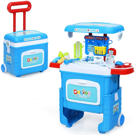 Children's Convertible Pretend Medical Trolley Doctor's Case Set