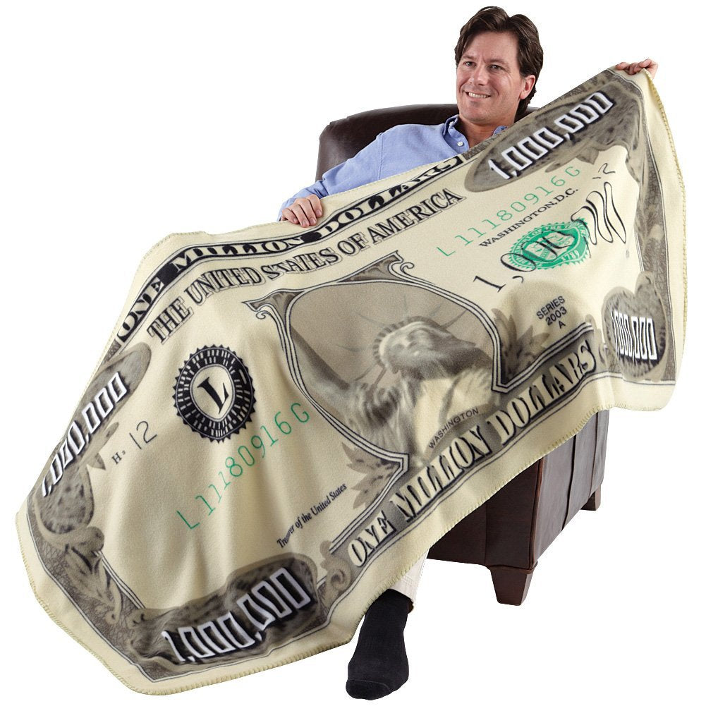 Plush Million-Dollar Novelty Flannel Blanket