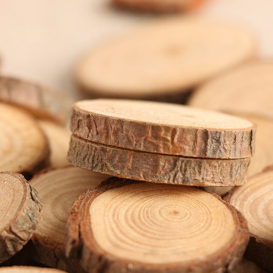 50Pcs Set of 2 4CM Wood Log Slices Discs for DIY