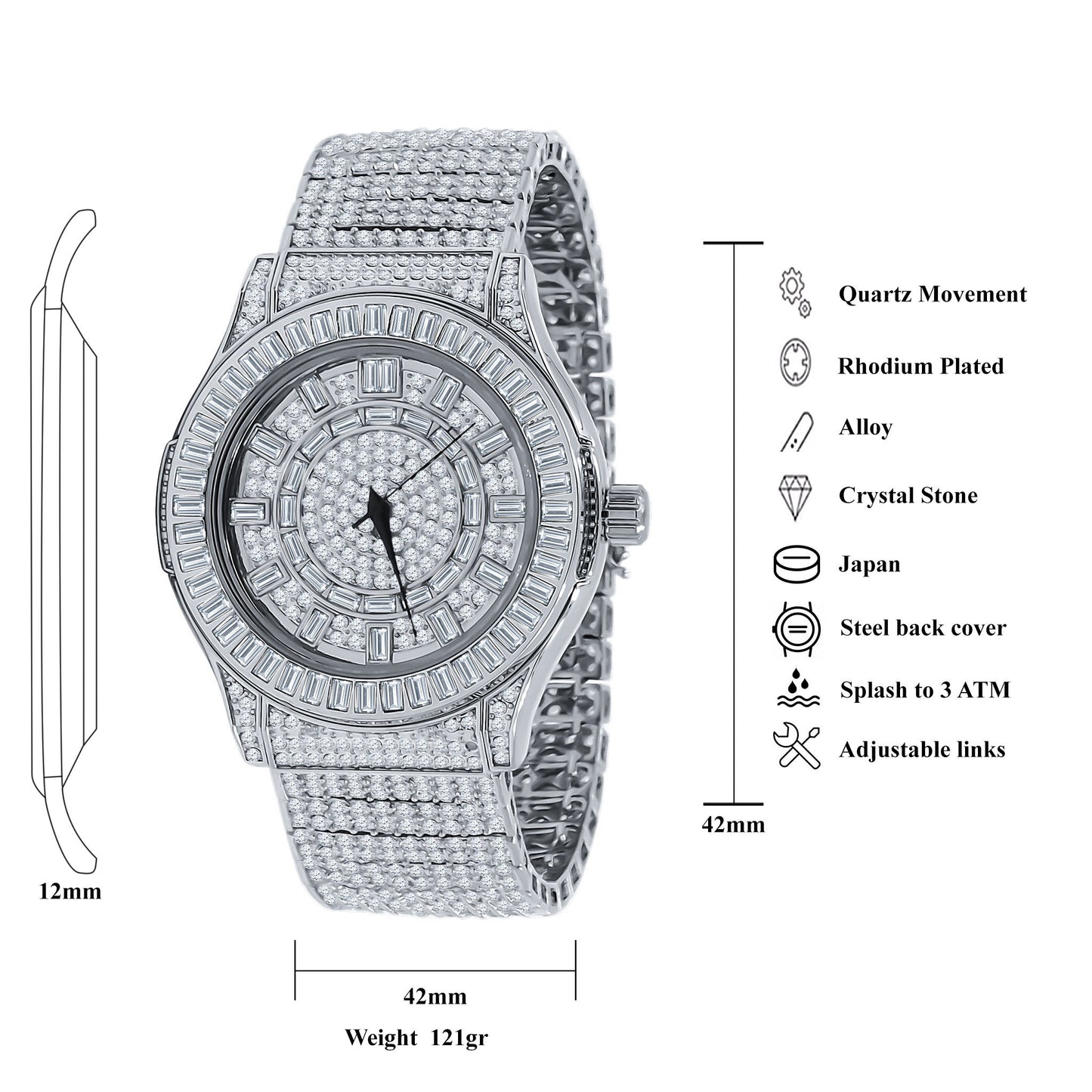 Gallant CZ Cubic Zirconia Crystal Stones Watch