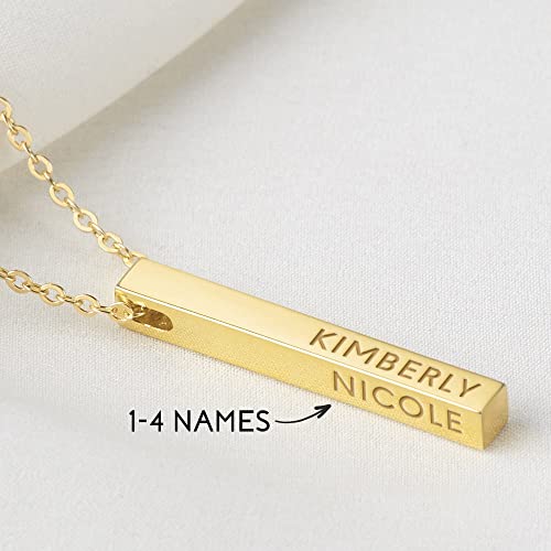 Personalised Mother Necklace, 4 Side Bar Necklace, Kids Names Necklace