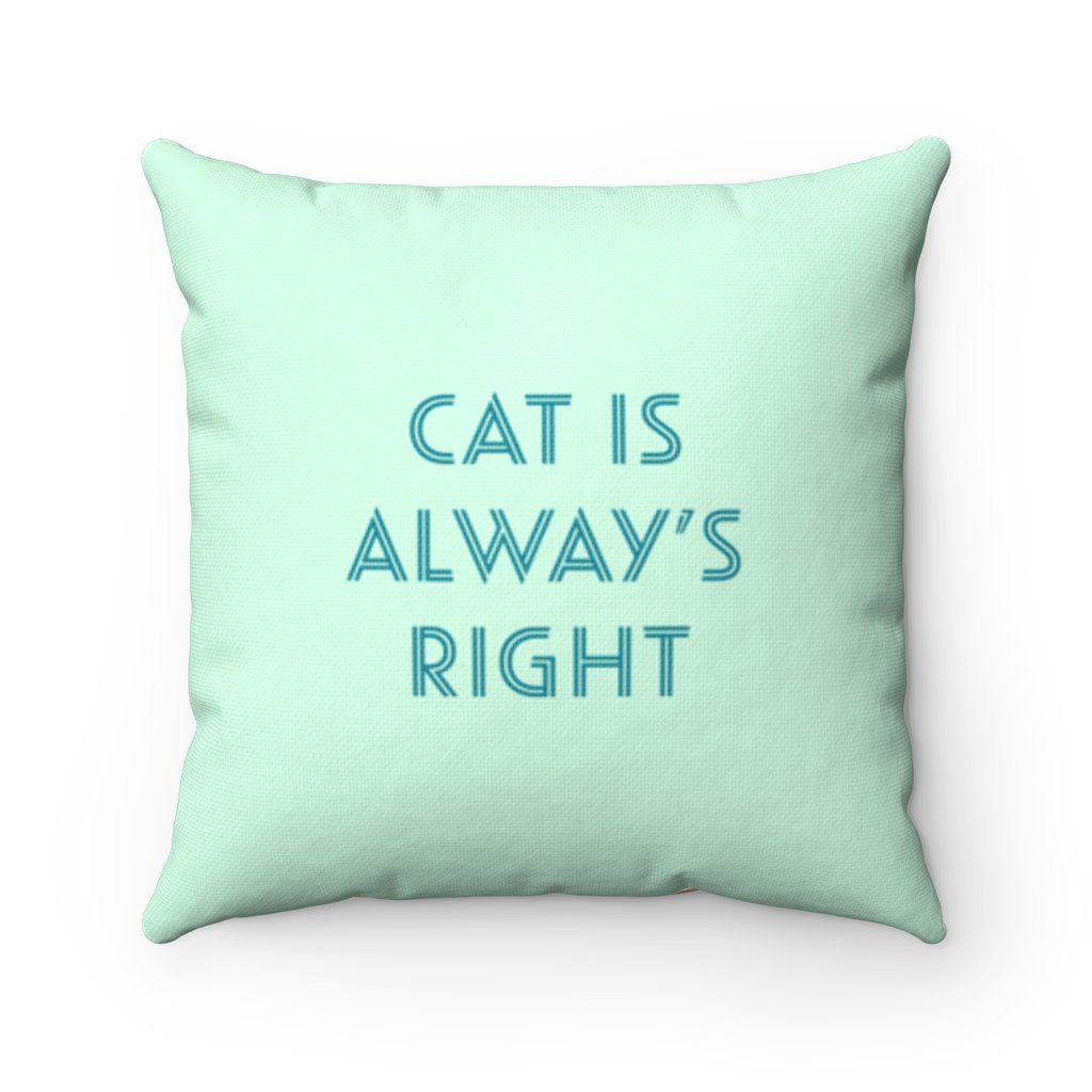 Blue Cat is Always Right Square Cushion/Pillow