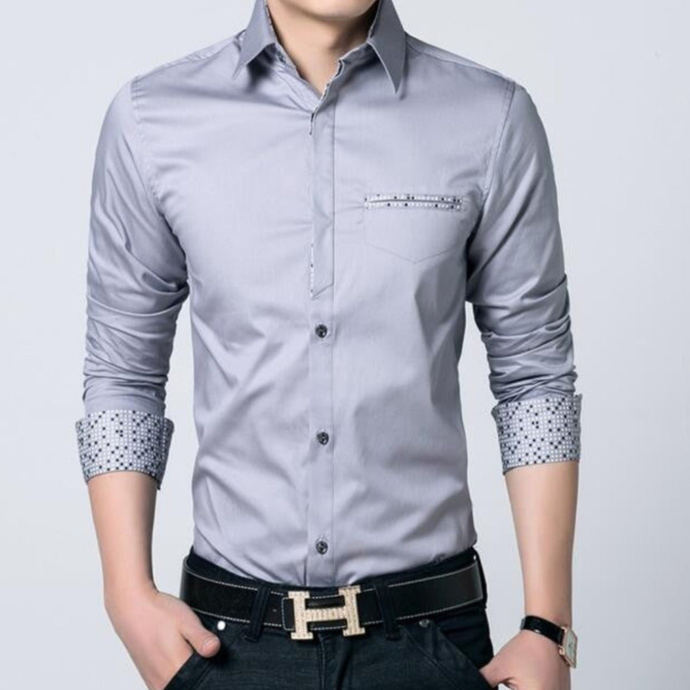 Men’s Shirt with Contrasting Pocket & Cuff Details