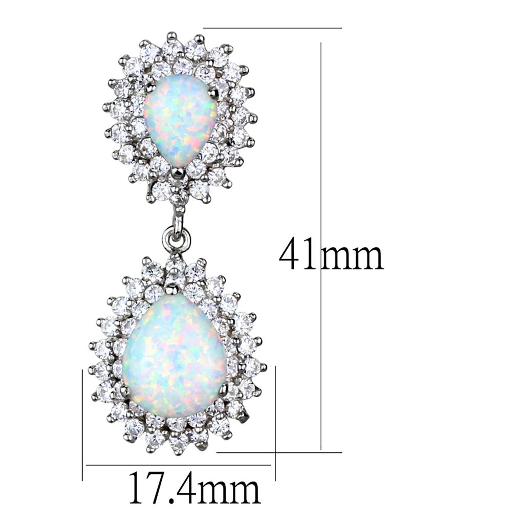 Rhodium 925 Sterling Silver Earrings with Semi-Precious Opal