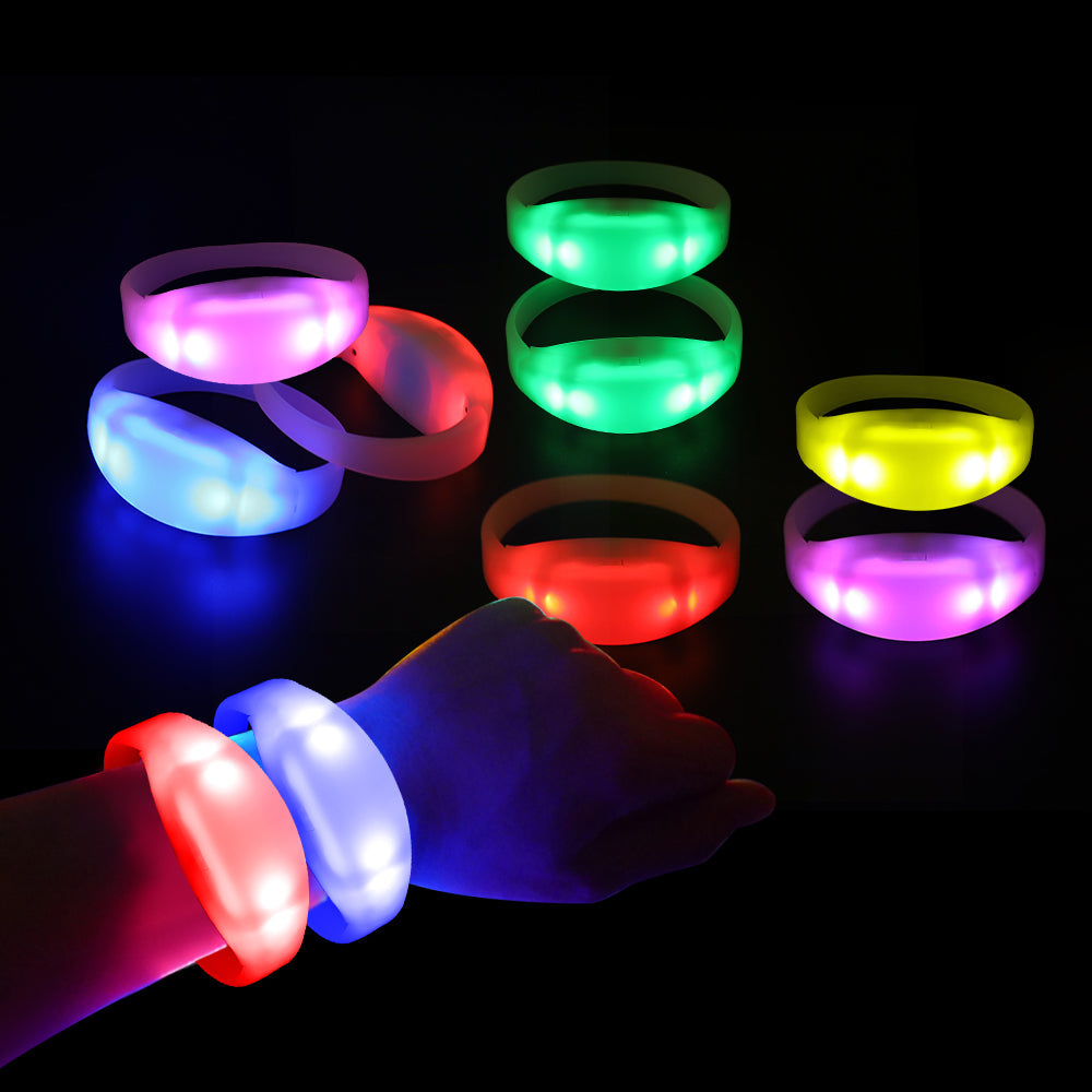 Remote Controlled LED Bracelets 100 Pack Pulsera with 1 Controller