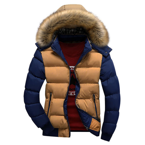 Men’s Two Tone Puffer Jacket with Removable Hood