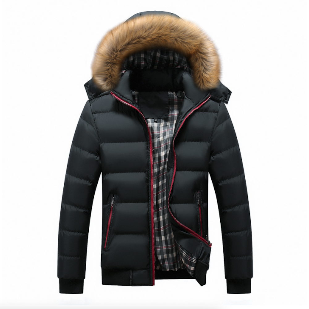 Men’s Two Tone Puffer Jacket with Removable Hood