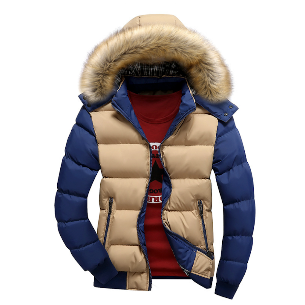 Men’s Two Tone Puffer Jacket with Removable Hood