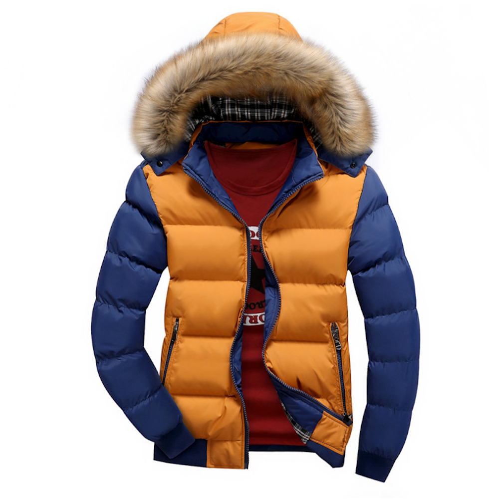 Men’s Two Tone Puffer Jacket with Removable Hood