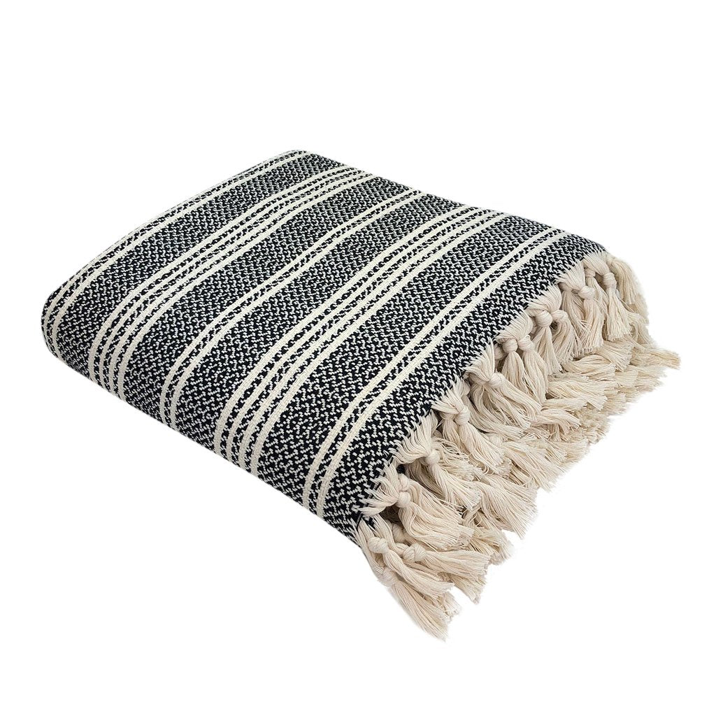 Woven Soft Stripe Turkish Throw Blanket Cover