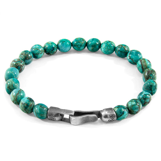 Blue Turquoise Nachi Silver and Stone Beaded Bracelet