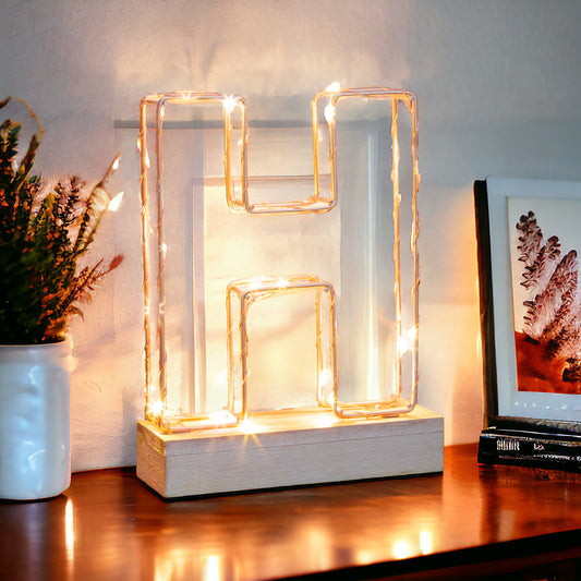 Single Illuminated Copper Rose Gold Wire Frame Letter H LED Light