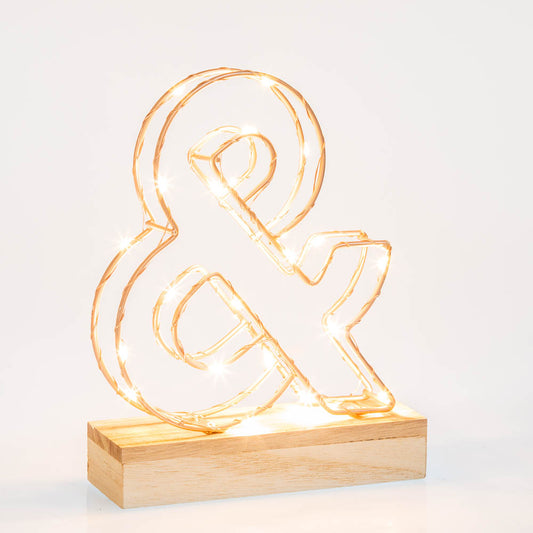 Single Illuminated Copper Rose Gold Wire Frame & Sign LED Light