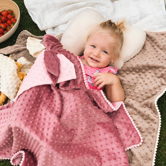 2-in-1 Cosy Blanket with Sewn-Up Baby Comforter – Dusty Rose