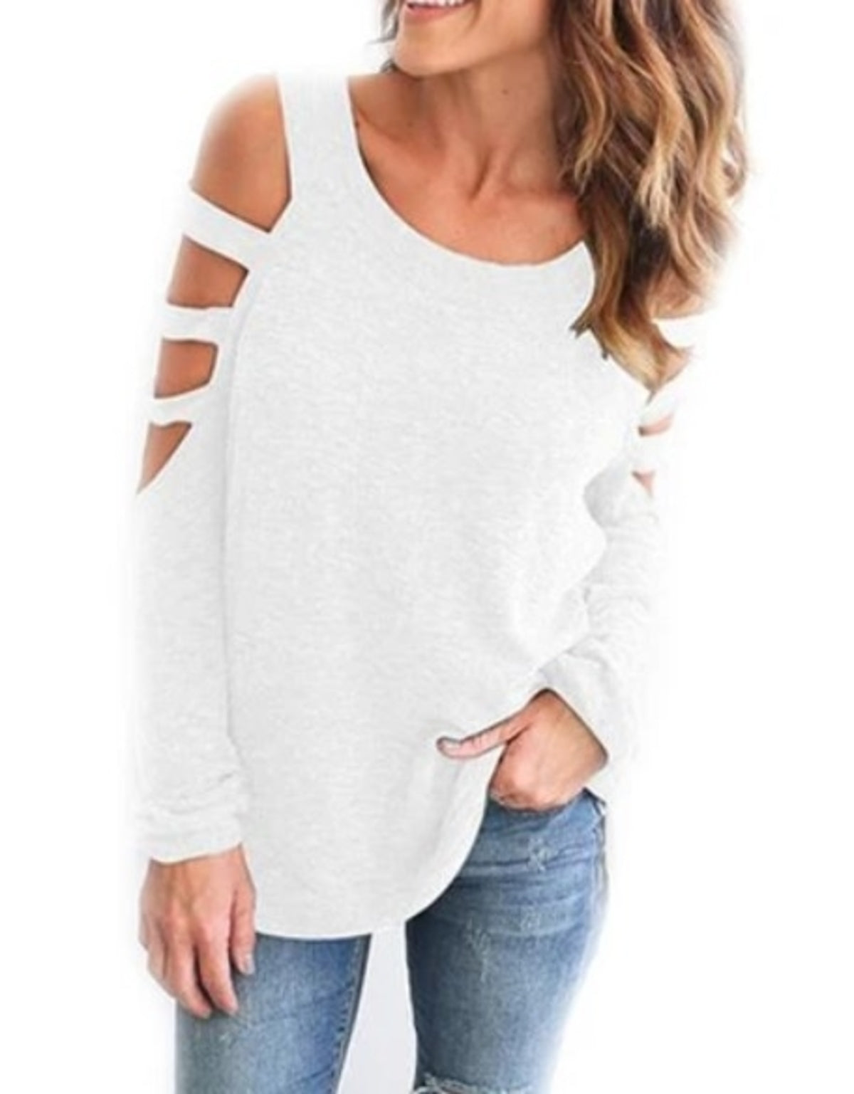 Women's Open Shoulder Long Sleeve Casual Top