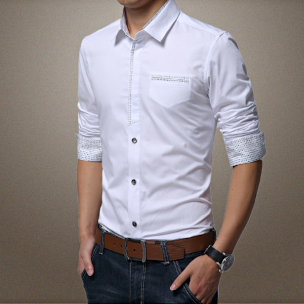 Men’s Shirt with Contrasting Pocket & Cuff Details