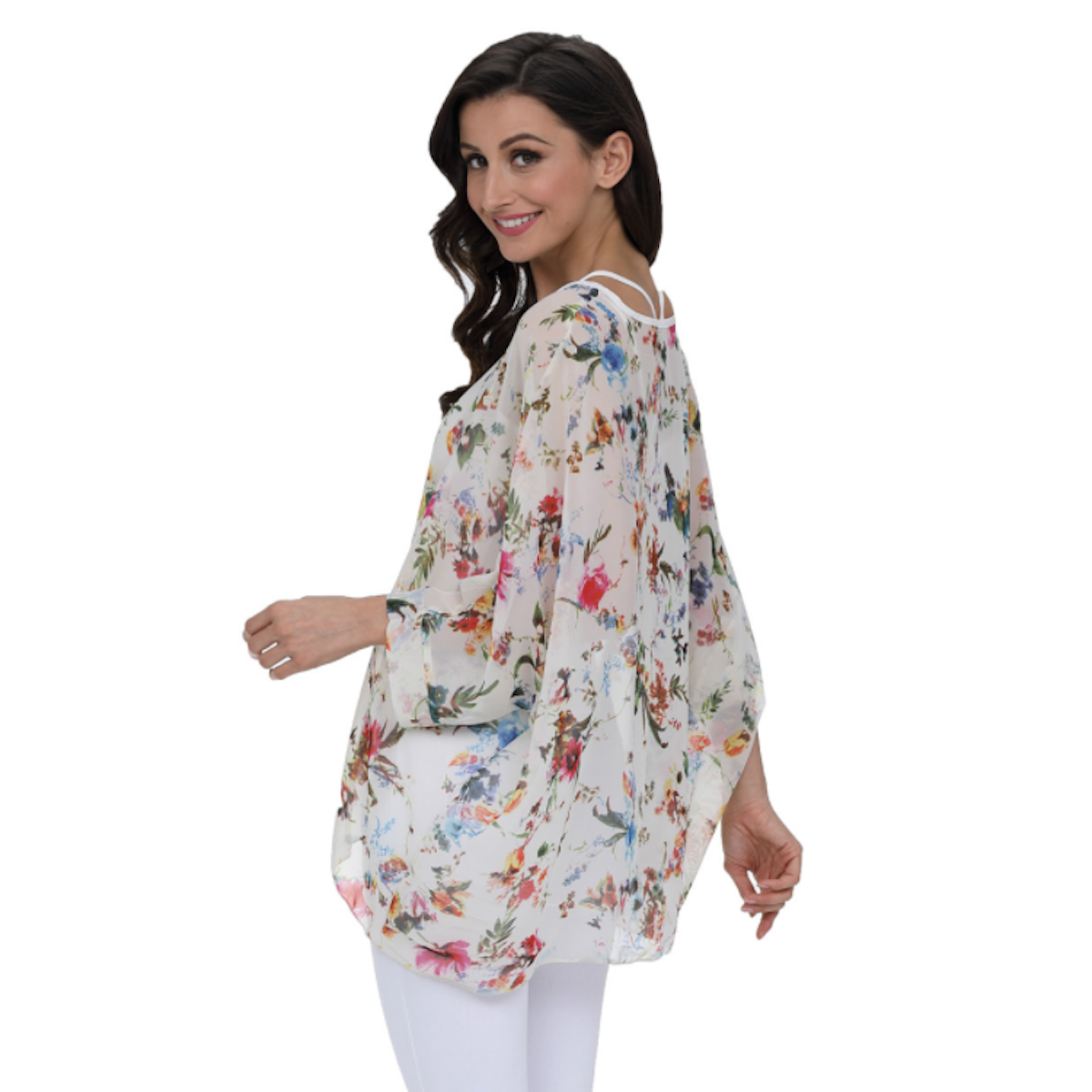 Women's Summer Floral Print Chiffon Tunic Top