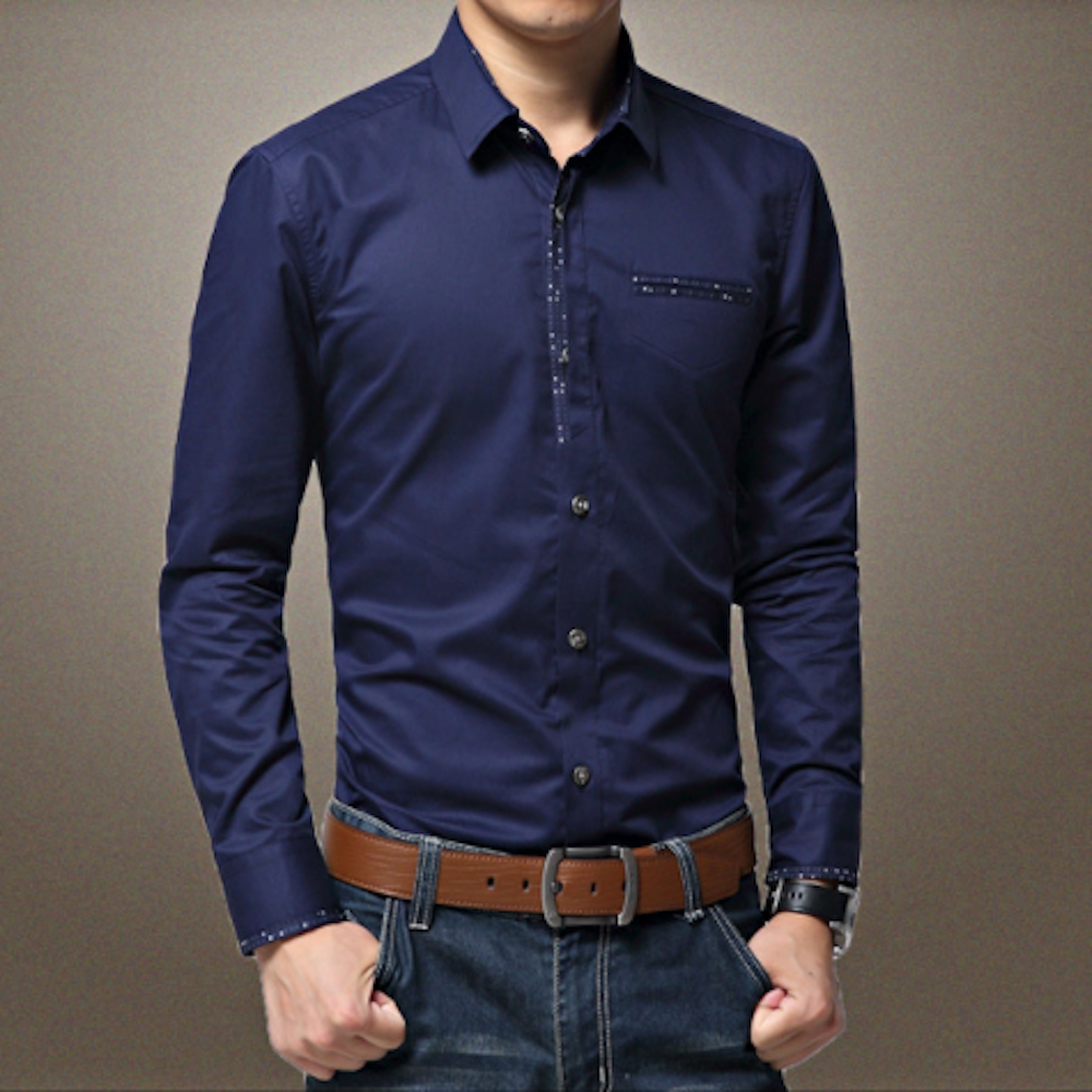 Men’s Shirt with Contrasting Pocket & Cuff Details