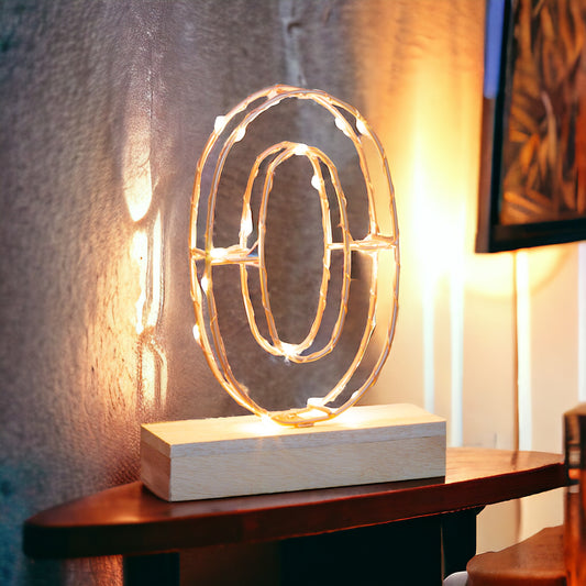 Single Illuminated Copper Rose Gold Wire Frame Letter O LED Light