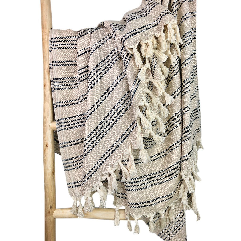 Woven Soft Stripe Turkish Throw Blanket Cover